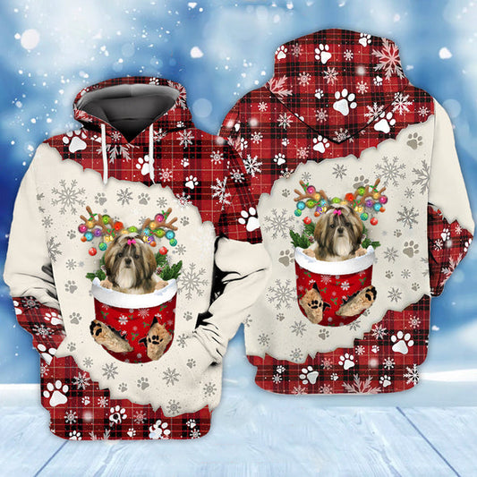 Joycorners Shih Tzu In Snow Pocket Merry Christmas Unisex Hoodie