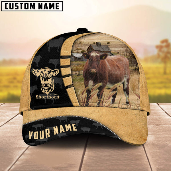 Joycorners Custom Name Shorthorn Cattle Farmhouse Field Cap TT6