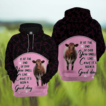 Joycorners Shorthorn Cattle It's Been A Good Day 3D Hoodie