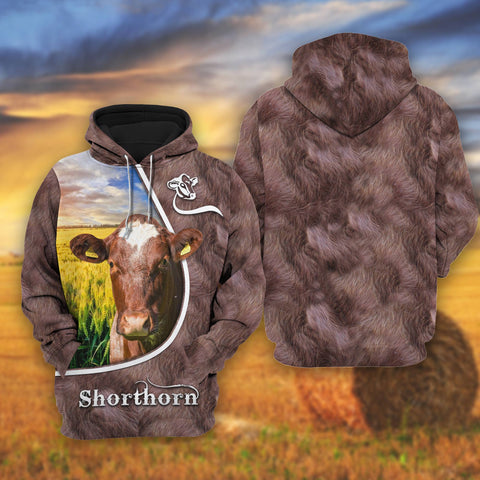 Joycorners Shorthorn On The Wheat Field All Over Printed 3D Shirts