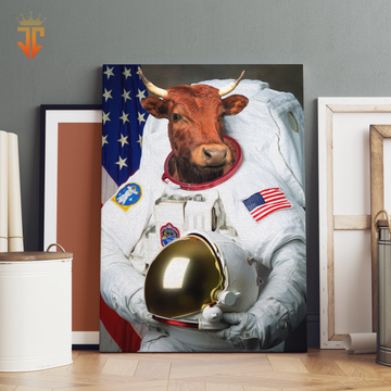 Joycorners Shorthorn Astronaut Portrait Canvas