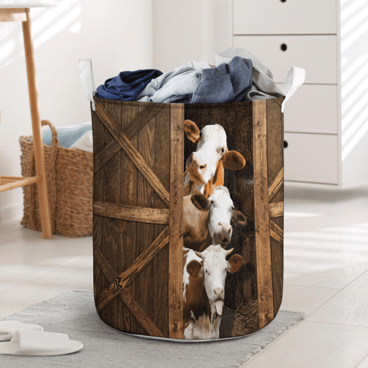 Joycorners Simmental Cattle Lover Laundry Basket