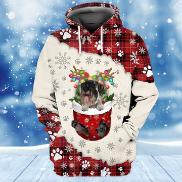 Joycorners Standard Schnauzer In Snow Pocket Merry Christmas Unisex Hoodie