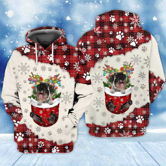 Joycorners Standard Schnauzer In Snow Pocket Merry Christmas Unisex Hoodie