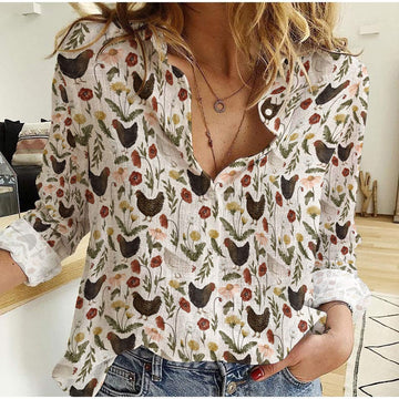 Joycorners Garden Chicken Pattern Casual Shirt