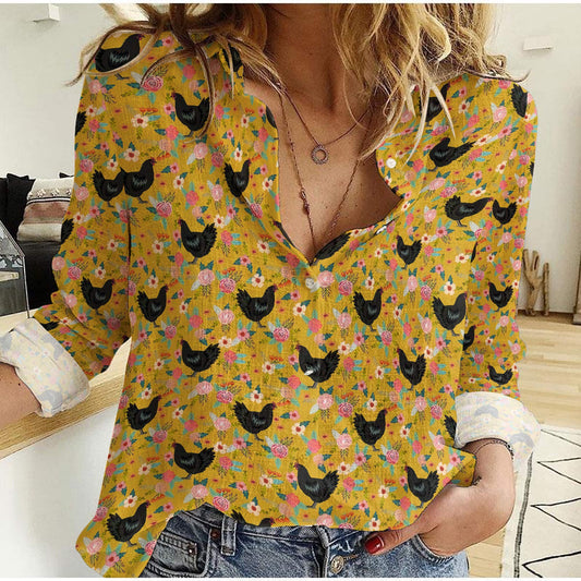 Joycorners Jersey Chicken Pattern Casual Shirt