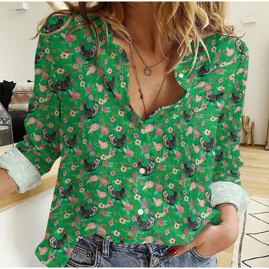 Joycorners Polish Chicken Green Pattern Casual Shirt