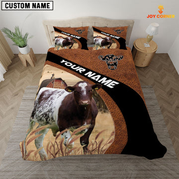 Joycorners Shorthorn On The Farm Customized Name Red Barn Bedding Set