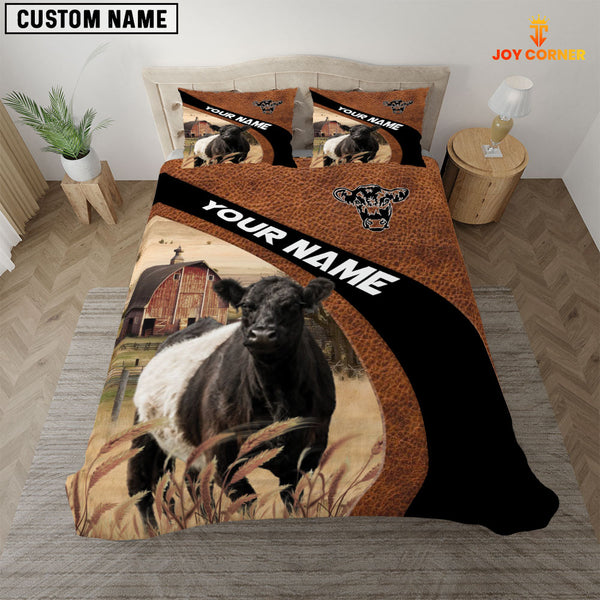 Joycorners Belted Galloway On The Farm Customized Name Red Barn Bedding Set