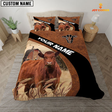 Joycorners Red Angus On The Farm Customized Name Red Barn Bedding Set