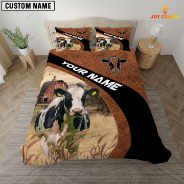 Joycorners Holstein On The Farm Customized Name Red Barn Bedding Set