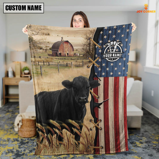 Joycorners Personalized Name Black Angus Flag Vintage Blanket