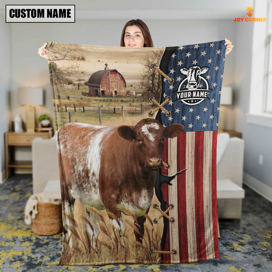 Joycorners Personalized Name Shorthorn Flag Vintage Blanket