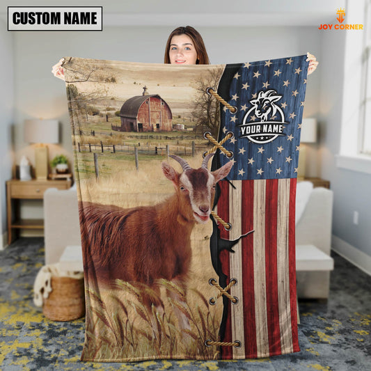 Joycorners Personalized Name Goat Flag Vintage Blanket