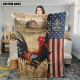 Joycorners Personalized Name Chicken Flag Vintage Blanket