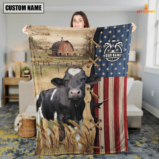 Joycorners Personalized Name Holstein Flag Vintage Blanket