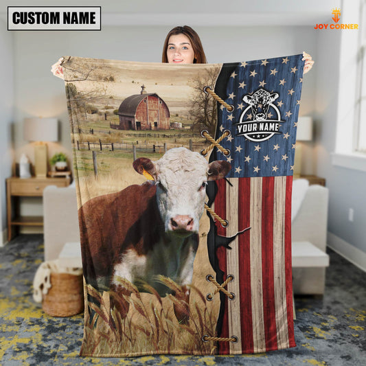 Joycorners Personalized Name Hereford Flag Vintage Blanket