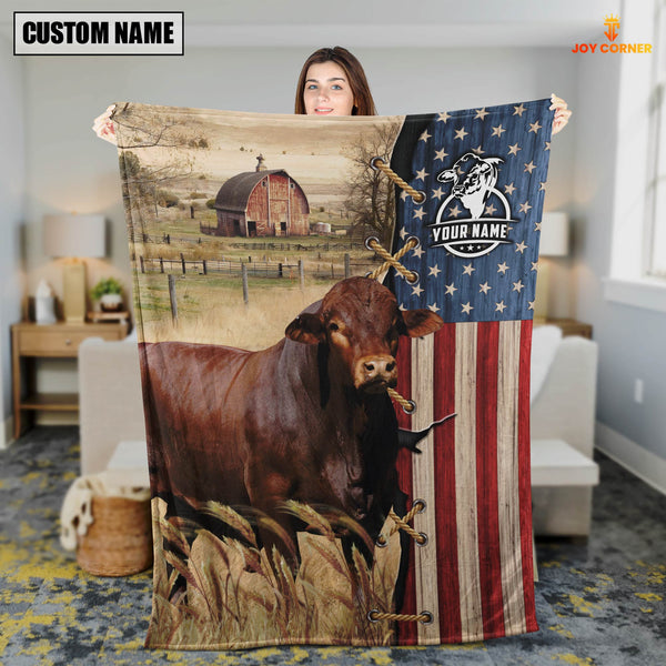 Joycorners Personalized Name Beefmaster Flag Vintage Blanket