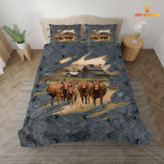 Joycorners Red Angus On The Farm Customized Name Bedding Set