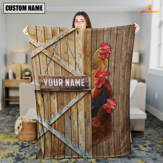 Joycorners Personalized Name Chicken Barn Blanket