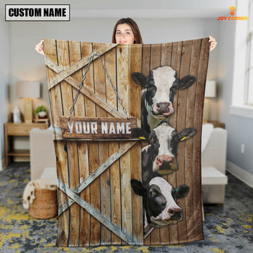 Joycorners Personalized Name Holstein Barn Blanket