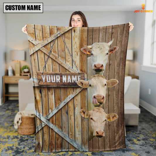 Joycorners Personalized Name Charolais Barn Blanket