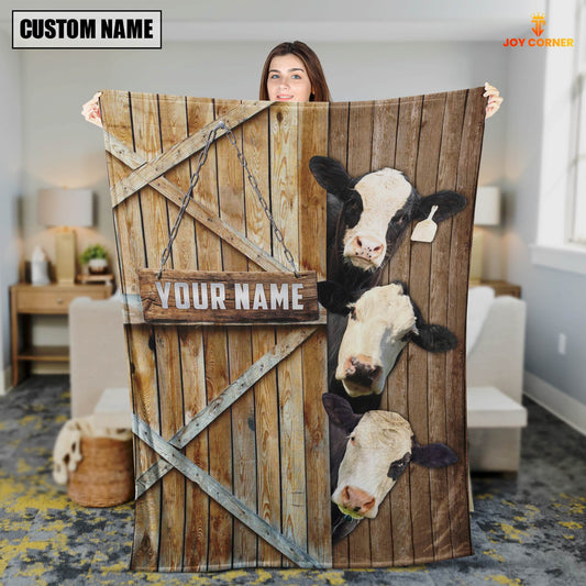 Joycorners Personalized Name Black Baldy Barn Blanket