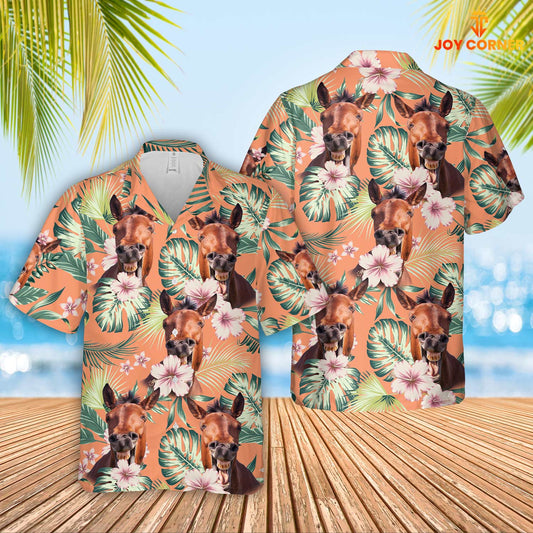 Joycorners Horse Summer Happiness Floral Farm 3D Hawaiian Shirt