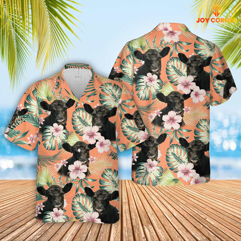 Joycorners Belted Galloway Summer Happiness Floral Farm 3D Hawaiian Shirt