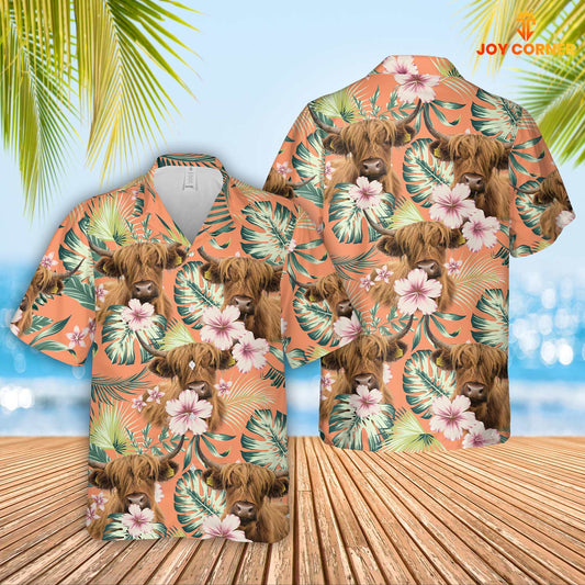 Joycorners Highland Summer Happiness Floral Farm 3D Hawaiian Shirt