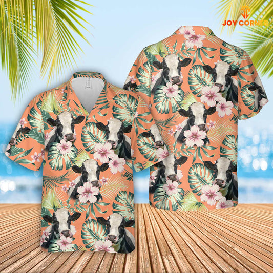 Joycorners Holstein Summer Happiness Floral Farm 3D Hawaiian Shirt