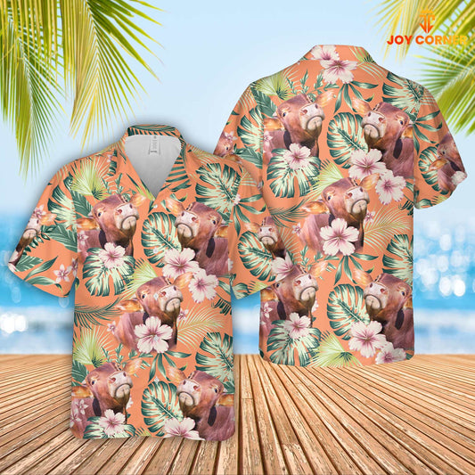 Joycorners Beefmaster Summer Happiness Floral Farm 3D Hawaiian Shirt