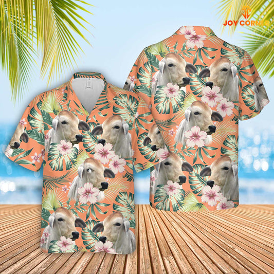 Joycorners Brahman Summer Happiness Floral Farm 3D Hawaiian Shirt