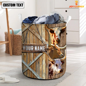 Joycorners Texas Longhorn Barn Custom Name Laundry Basket