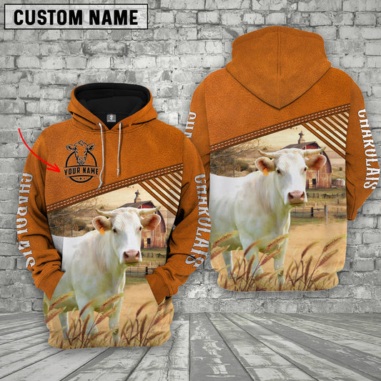 Joycorners Personalized Name Charolais Barn Farm 3D Hoodie