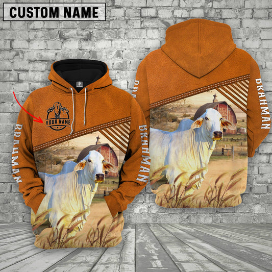 Joycorners Personalized Name Brahman Barn Farm 3D Hoodie