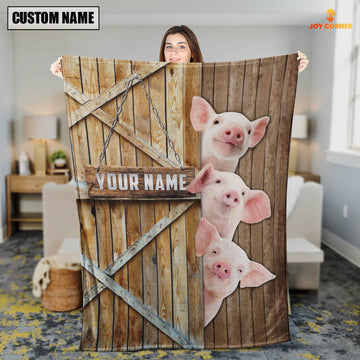 Joycorners Personalized Name Pig Barn Blanket