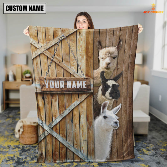 Joycorners Personalized Name Llama Barn Blanket