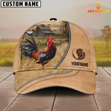 Joycorners Rooster Farming Light Brown Customized Name Cap