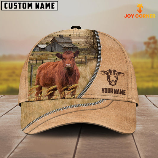 Joycorners Red Angus Farming Light Brown Customized Name Cap