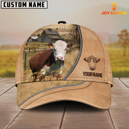 Joycorners Hereford Farming Light Brown Customized Name Cap