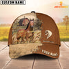 Joycorners Horse Custom Name Brown Leather Pattern Cap