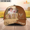 Joycorners Pig Custom Name Brown Leather Pattern Cap