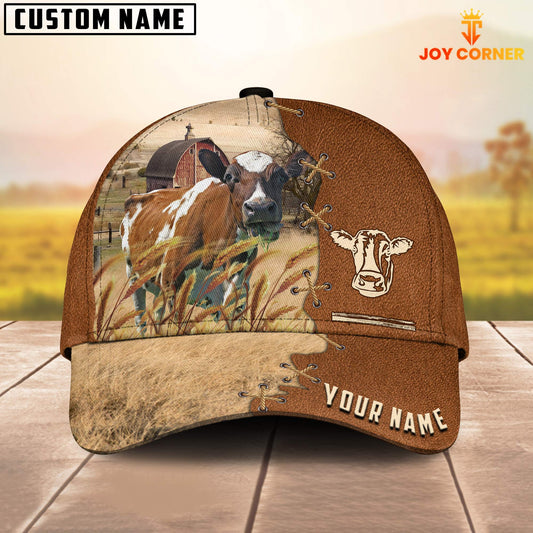 Joycorners Ayrshire Custom Name Brown Leather Pattern Cap