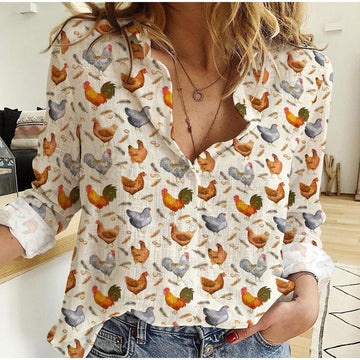 Joycorner Watercolour Chickens Casual Shirt