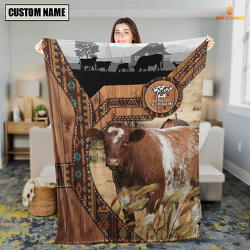 Joycorners Shorthorn Custom Name Brocade Pattern Blanket