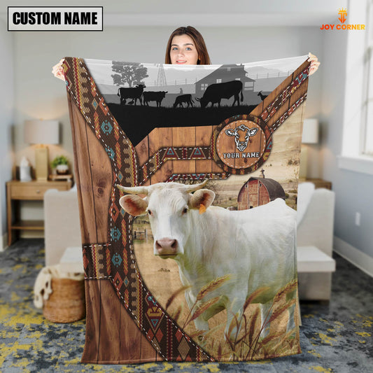 Joycorners Charolais Custom Name Brocade Pattern Blanket