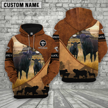 Joycorners Black Angus Farming Dark Brown Personalized 3D Hoodie