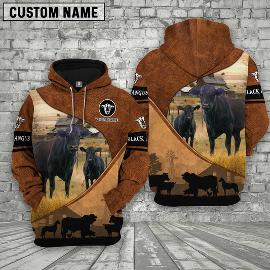 Joycorners Black Angus Farming Dark Brown Personalized 3D Hoodie