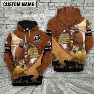 Joycorners Shorthorn Farming Dark Brown Personalized 3D Hoodie